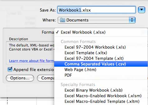 save excel file for mac